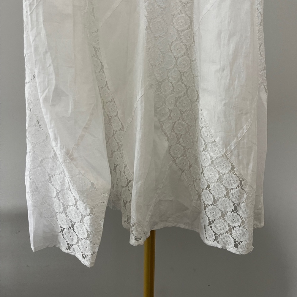 Women's White Lace Cotton Long A-Line Skirt Size L - Picture 2 of 4